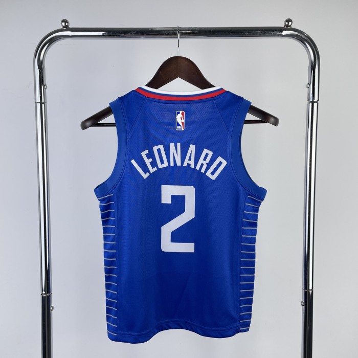 LA Clippers  Kids Basketball Jersey Blue Icon Edition No.2 LEONARO