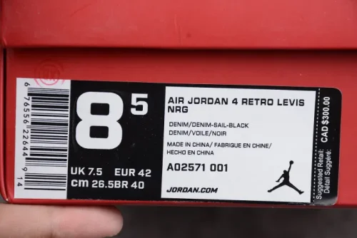 Levi's x Air Jordan 4 “Black” AO2571-001