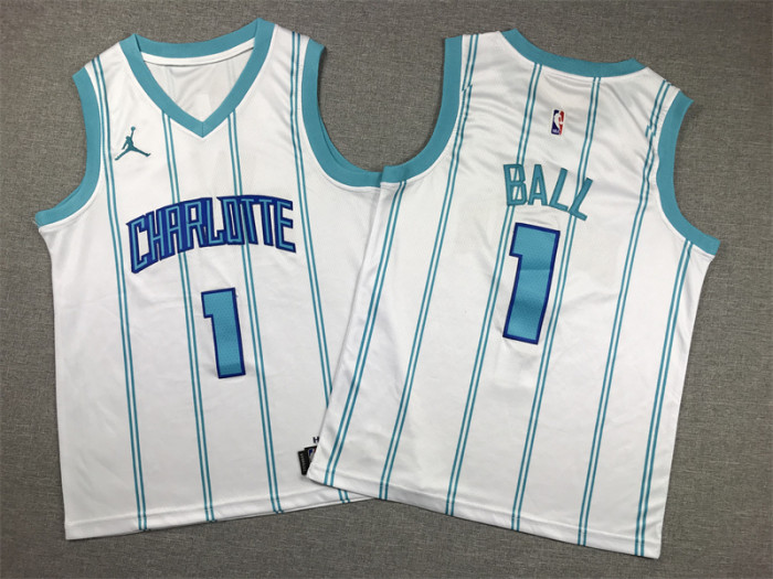 Charlotte Hornets Kids Jersey White City Edition 24/25 NO.1 BULL