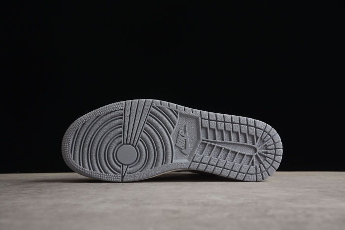 Air Jordan 1 Mid GS Neutral Grey Kids Sneakers White Stealth
