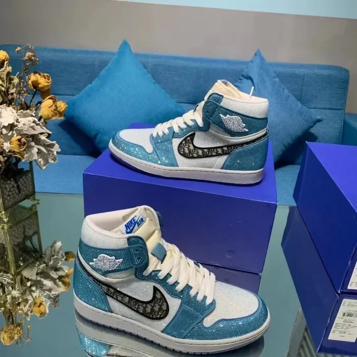 Air Jordan 1 Diamond DIY Blue White