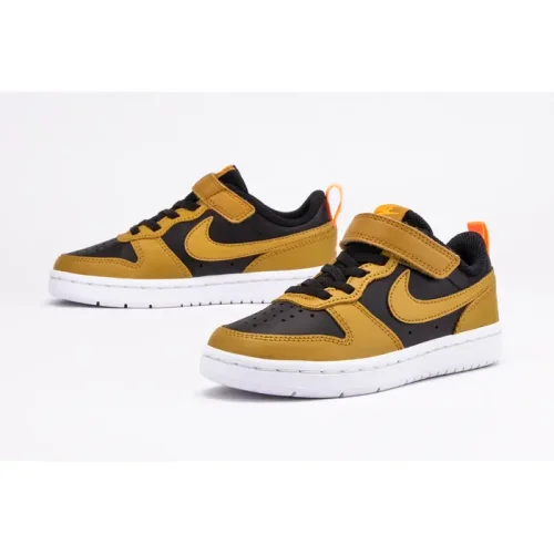 Air Force Low-top Court Borough Children Leather Sneakers Velcro Brown Black