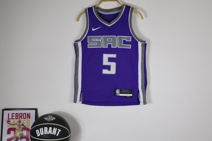 Sacramento Kings Kids Jersey Purple Association Edition 22/23 NO.5 FOX