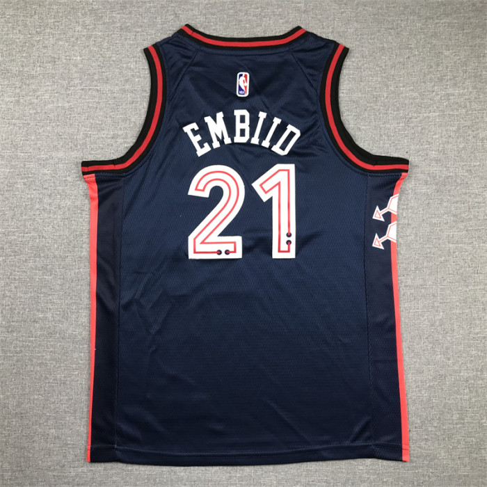 Philadelphia 76ers KIds Jersey Blue City Edition 23/24 NO.21 EMBIID