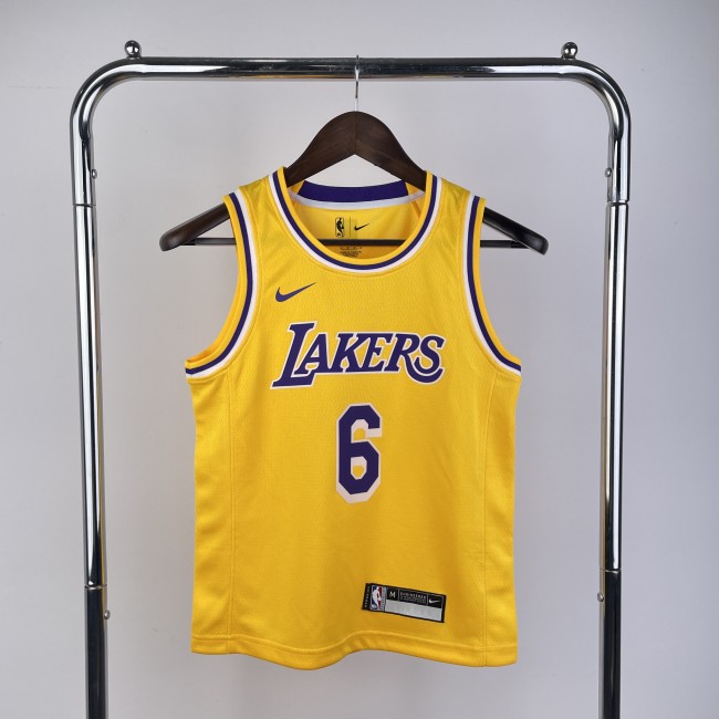 Los Angeles Lakers Kids Jersey Yellow Icon Edition 22/23 NO.6 JAMES