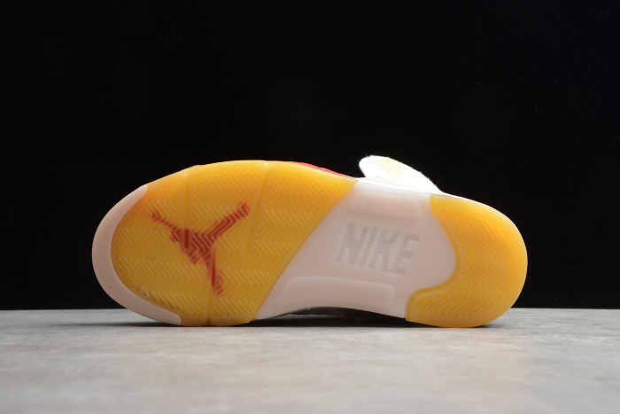 OFF-WHITE x Air Jordan 5 White Fire Red CT8480-002