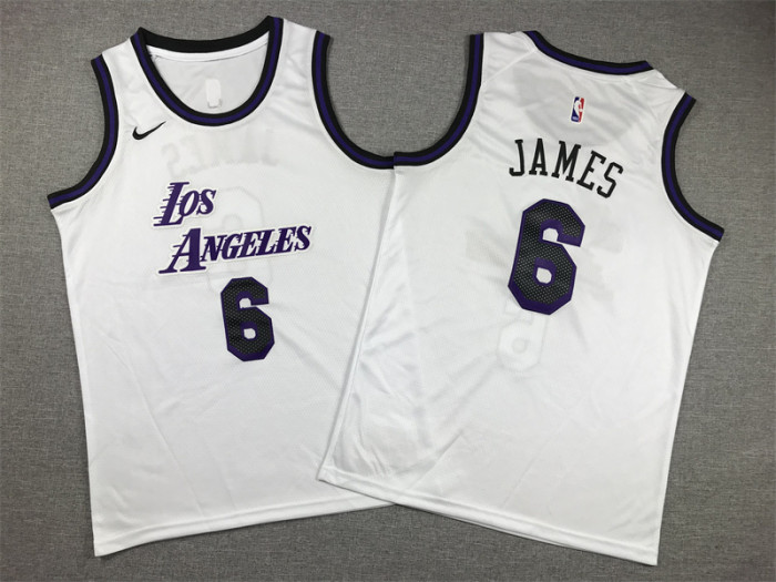 Los Angeles Lakers Kids Jersey White City Edition 22/23  No.6 JAMES