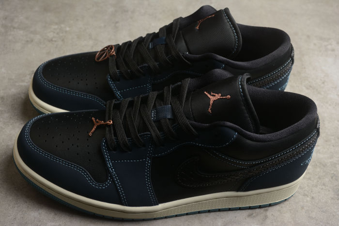 Air Jordan 1 FJ5478-010 Low Navy Black Snakeskin Dark Obsidian