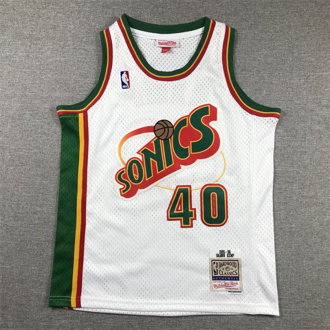 Seattle SuperSonics Kids Jersey White Classics Edition 95/96 NO.40 KEMP