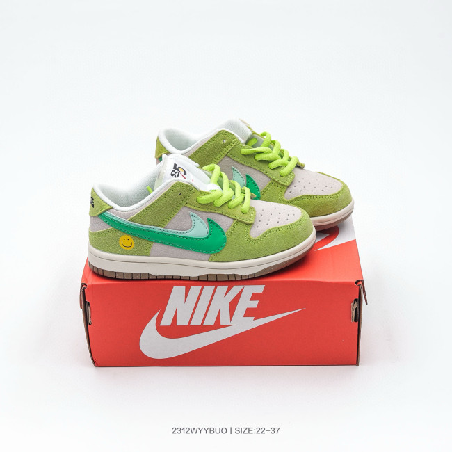 Nike SB Dunk Low Kids Low-top Double Hook Retro Casual Shoes Green Apple