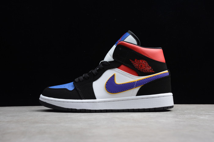 Air Jordan 1 Mid Lakers Top 3 Purple White Gym Red Blue 852542-005
