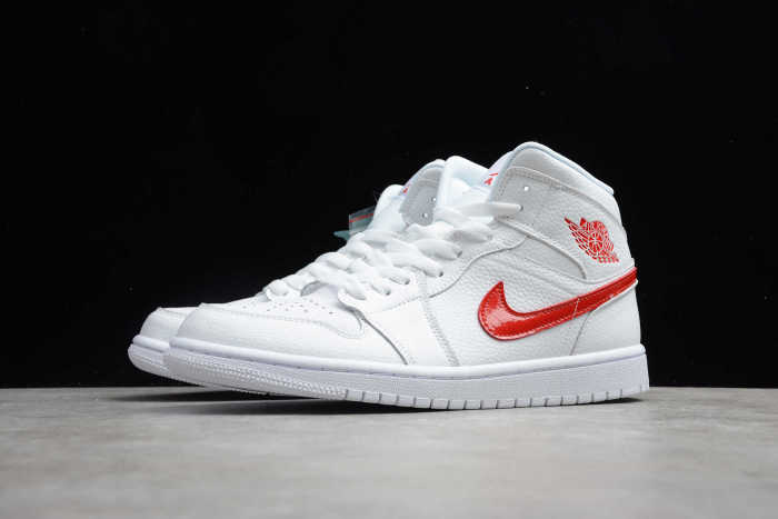 Air Jordan Wmns Air Jordan 1 Mid 'White University Red' BQ6472-106