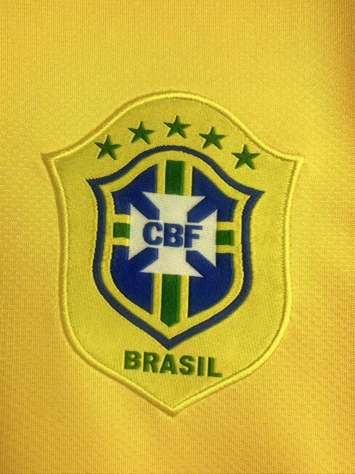 Brazil Home Retro Long Sleeve Jersey 2006