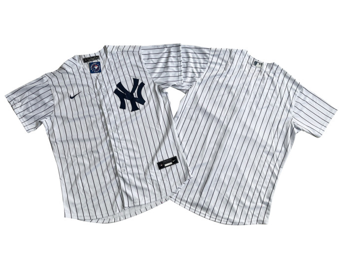 New York Yankees Jersey White Black Bars Fan Version NO Number