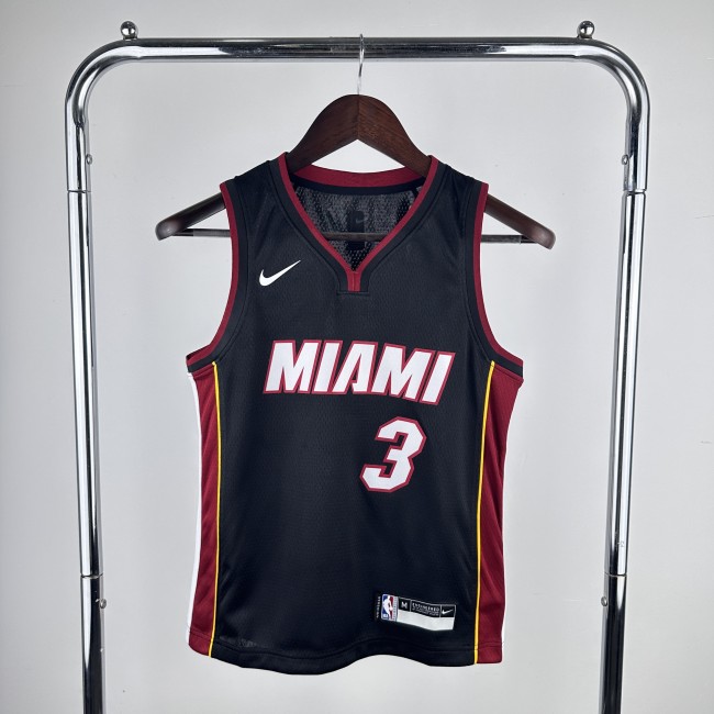 Miami Heat Kids Jersey Black 22/23 No. 3 Wade