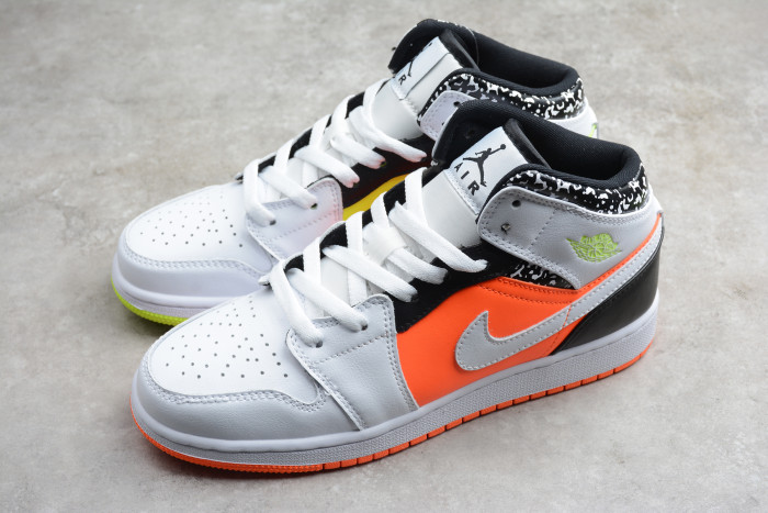 Air Jordan 1 Mid Notebook GS Yellow Orange Leather 554725-870