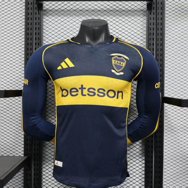 Boca Home Long Sleeve Men Player Jersey 25/26