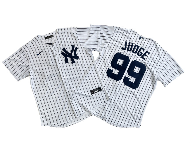 New York Yankees Jersey White Black Bars Fan Version NO.99 JUDGE