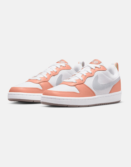 Air Force Low-top Court Borough Children Leather Sneakers Velcro White Coral Pink