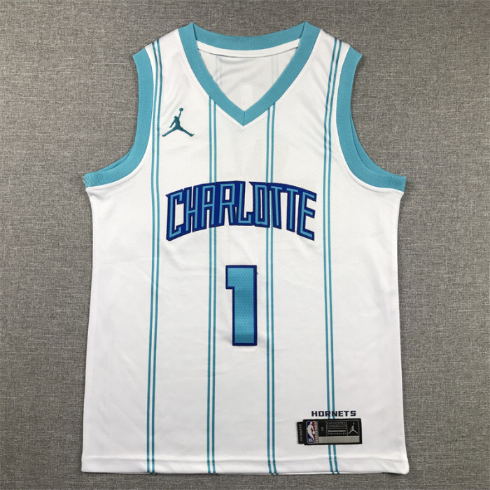 Charlotte Hornets Kids Jersey White City Edition 24/25 NO.1 BULL