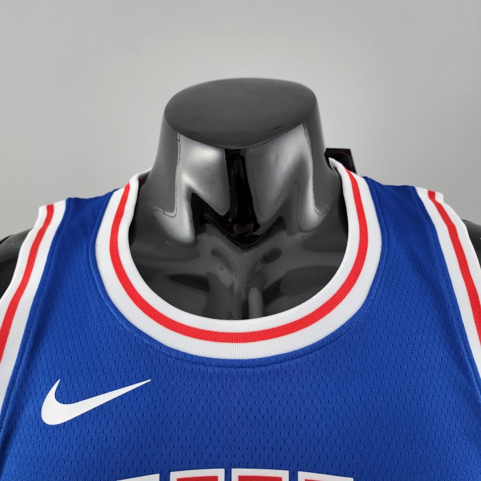 Allen Iverson Philadelphia 76ers Swingman Crew Neck Blue Jersey