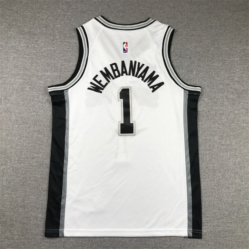 San Antonio Spurs KIds Jersey White Throwback 98/99 NO.1 WEMBAMYAMA
