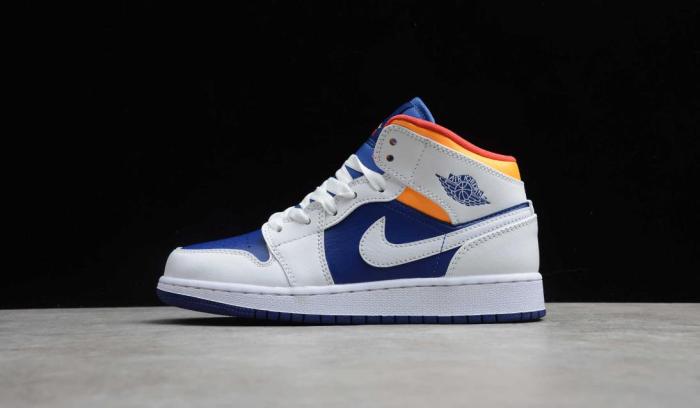 Air Jordan 1 Mid Laser Orange Deep Royal Blue 554725-131