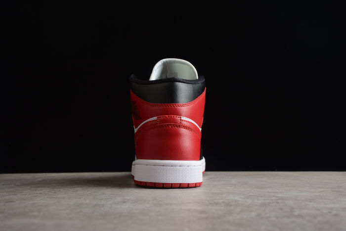 Air Jordan 1 Mid Alternate Bred Toe Women Sneakers Black White Gym-Red