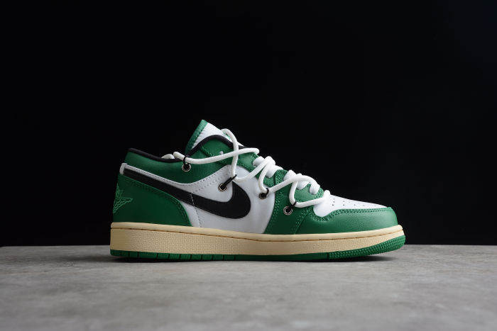 Air Jordan 1 Low Custom 'Green Stadium' Black White