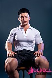 Qita Doll 最新作 シームレスドール 170CM 元さん お口開閉機能付き フルシリコン製 筋肉タイプ 男性ラブドール ペニス一体式 宣伝画像ライトブラウン肌色 等身大リアルドール イケメン
