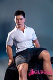 Qita Doll 最新作 シームレスドール 170CM 元さん お口開閉機能付き フルシリコン製 筋肉タイプ 男性ラブドール ペニス一体式 宣伝画像ライトブラウン肌色 等身大リアルドール イケメン