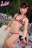 J Cute 掲載画像シリコンヘッドAGD07唯（ゆい） tpeボディ133cm 青と白のガーゼスカート着せる写真 バスト平 ロリ系ドール 等身大TPEラブドール