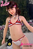 J Cute 掲載画像シリコンヘッドAGD07唯（ゆい） tpeボディ133cm 青と白のガーゼスカート着せる写真 バスト平 ロリ系ドール 等身大TPEラブドール