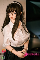SHEDOLL 156cm Eカップ 朵朵2.0 （duoduo) シリコン高級ラブドール メガネ付きミニスカート着せてセクシー大学生等身大ダッチワイフ