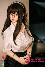 SHEDOLL 156cm Eカップ 朵朵2.0 （duoduo) シリコン高級ラブドール メガネ付きミニスカート着せてセクシー大学生等身大ダッチワイフ