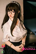 SHEDOLL 156cm Eカップ 朵朵2.0 （duoduo) シリコン高級ラブドール メガネ付きミニスカート着せてセクシー大学生等身大ダッチワイフ