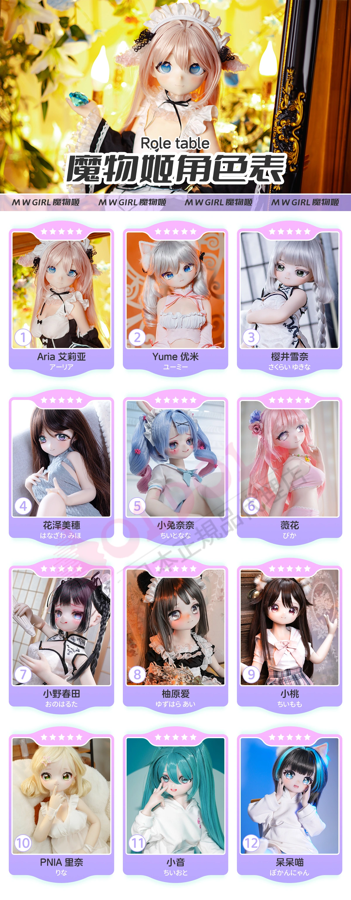 MW Girlのヘッド一覧