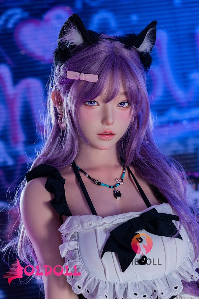 SHEDOLL 168cm Dカップ 最新作 江小婉2.0ヘッド(jiangxiaowan)高級シリコンリアル皮膚塗装ラブドール 可愛い制服コスチューム猫耳コスプレ風紫髪美少女リアルドール