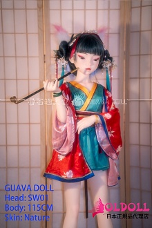 【宣伝画像同じウィッグ+衣装+飾り付き】guavadoll（グアバ）番石榴 115cm AAカップ  SW01ヘッド フルシリコンドール 宝青坊主（ほうせいぼうず）のアニメ風キャラクター人形 伝統的な和服のリアル製ラブドール