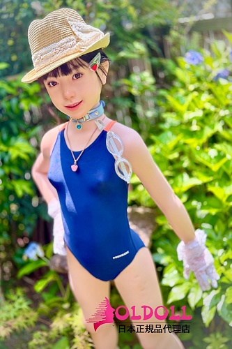 J cute 133cm バスト平ボディ AGD02 紬ヘッド 高級シリコンラブドール 青いワンピース水着のロリ系リアルドール