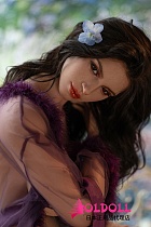 TOP-CYDOLL 176cm Eカップ Elodie ROSヘッド 高級シリコンドール 紫色の羽飾り衣装セクシーリアルドール