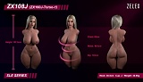 ZELEX 即納品トルソー SLEシリーズ ZXE218_W2ヘッド+ZX117Eボディ シリコン製 欧米系セクシー上半身ドール 紫レース下着を着たルソー人形