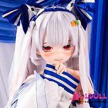 JSL DOLL 136cm 兔兔（tutu）ヘッド 白い髪と深紅の瞳の理想的なアニメ系ドール 小柄で華奢なろり系キャラクター人形 ソフトビニールヘッド+tpeボディ 宣伝画像と同じ制服も付属