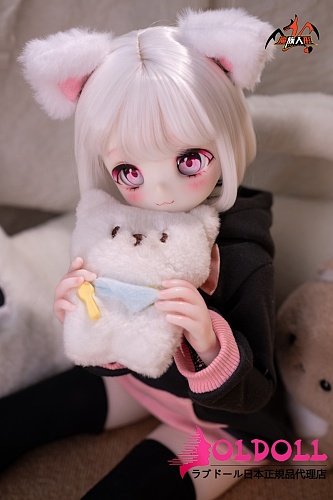 MOZU DOLL 1/3ドール 三分 小喵ちゃん（cat）【A級】 デカールメイク 白髪ショートと丸みのある猫耳のミニタイプアニメドール ソフトビニール製頭部 シリコン製ボディ 【宣伝画像と同じ制服も付属】