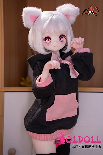 MOZU DOLL 1/3ドール 三分 小喵ちゃん（cat）【A級】 デカールメイク 白髪ショートと丸みのある猫耳のミニタイプアニメドール ソフトビニール製頭部 シリコン製ボディ 【宣伝画像と同じ制服も付属】