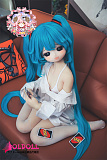 ブルーのロングツインテール　アニメ人形