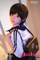 Rainstorm doll シームレスドール 145cm AAカップ  2番目の猫ヘッドあやこ シリコン製リアル皮膚ボディ 貧乳学園風リアルドール