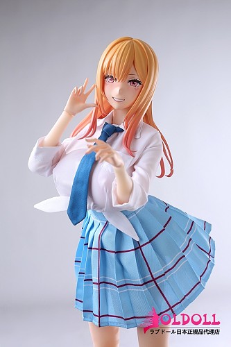 【先行予約、6月発送予定】Otaku Doll 喜多川 海夢 65cm 3kg Puヘッド+シリコンボディ 白シャツとブルー超ミニスカートのアニメcosplay美少女ドール