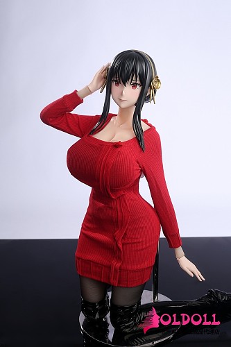 【先行予約、6月発送予定】Otaku Doll アニメ ミニドール ヨル 65cm 3kg Puヘッド+シリコンボディ 赤いセーターコーデとブラックバトルスーツのキャラクターモデル