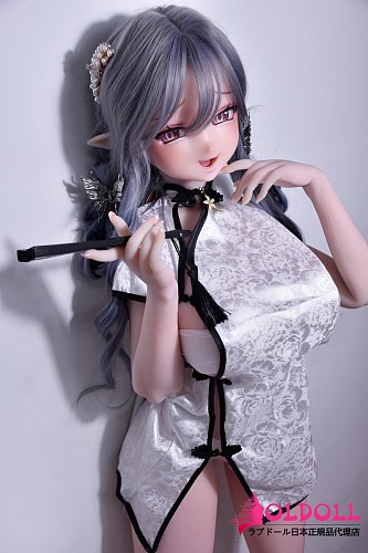 ElsaBabe アニメラブドール 148cm RAD010 伊集院真姬Ijuuin Makiヘッド 銀色チャイナドレス 扇子ポーズの美少女ドール